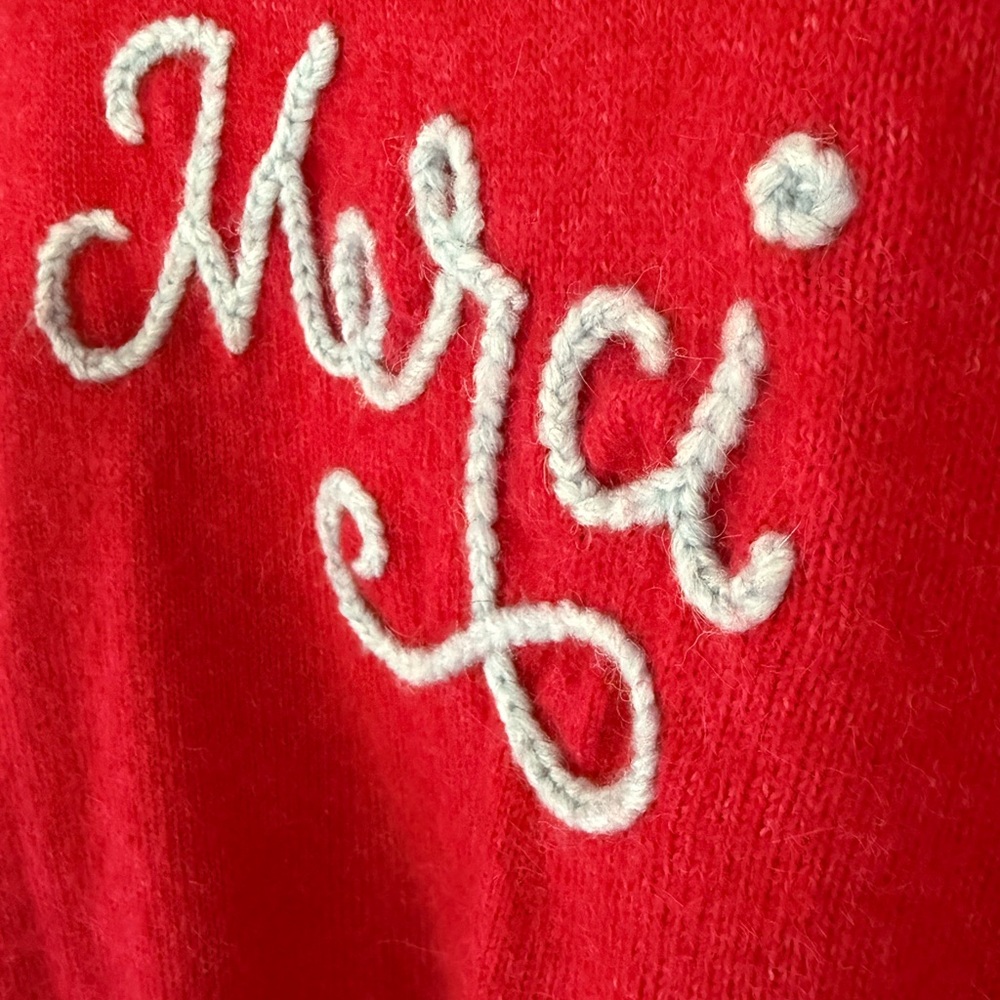 Sundry Merci Sweater XL Red Graphic Crewneck Oversized Anthropologie - Picture 6 of 9